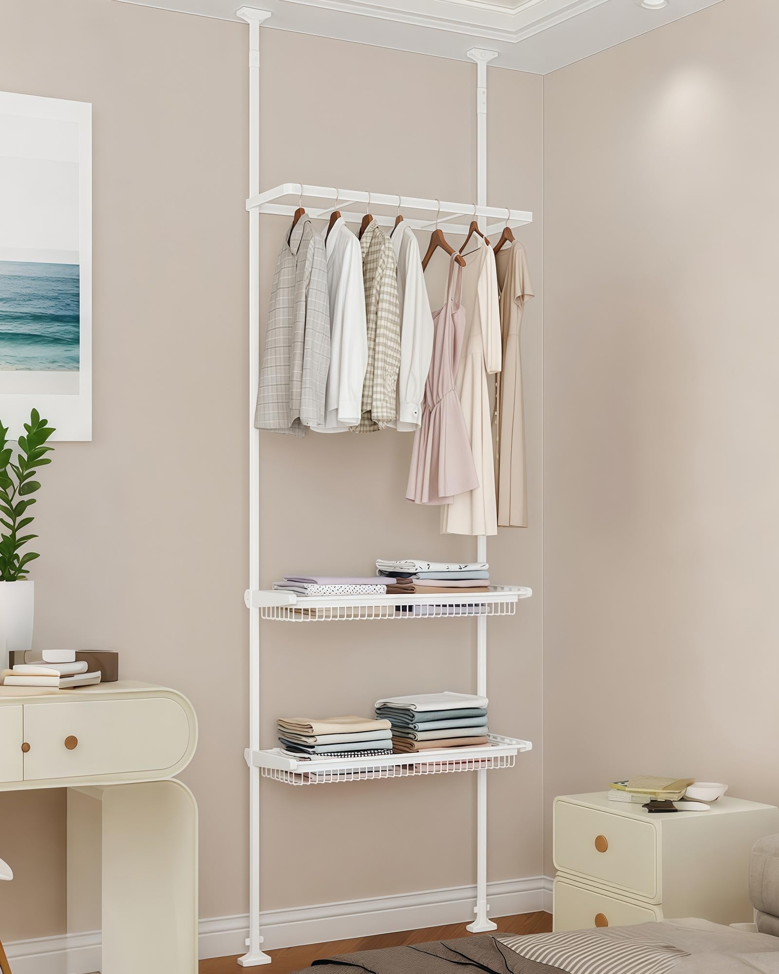 Amazon｜MISHIP 突っ張りラック 突っ張りハンガーラック 【高さ145cm