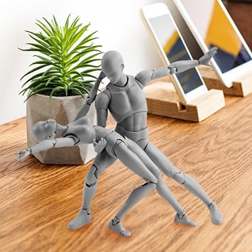 Model Stands Mini Action Figure Movable Gestures PVC Lightweight Model Stands Doll Body-Chan Set with Pedestal Support for Sketching, Painting, Drawing Male