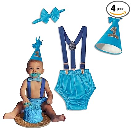 The Root And Craft Kids Birthday Photoshoot Dress Unisex(12 Month) (Sky Blue)