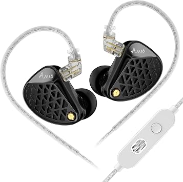 KZA COUSTICS KZ AM16 In-Ear Monitor Headphones with 16 BA Drivers, HiFi IEM with Clear Stereo Sound Over All Frequencies, Gaming Earphones with Removable Silver-Plated OFC Cable for Musicians