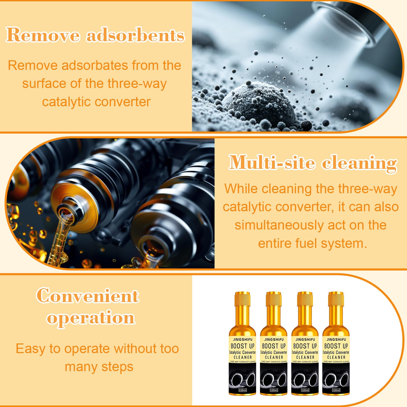 Detergente Catalizzatore 4x120ml - Additivo Benzina per Pulizia Scarico, Riduce Emissioni e Rigenera Dpf - per Auto e Furgoni