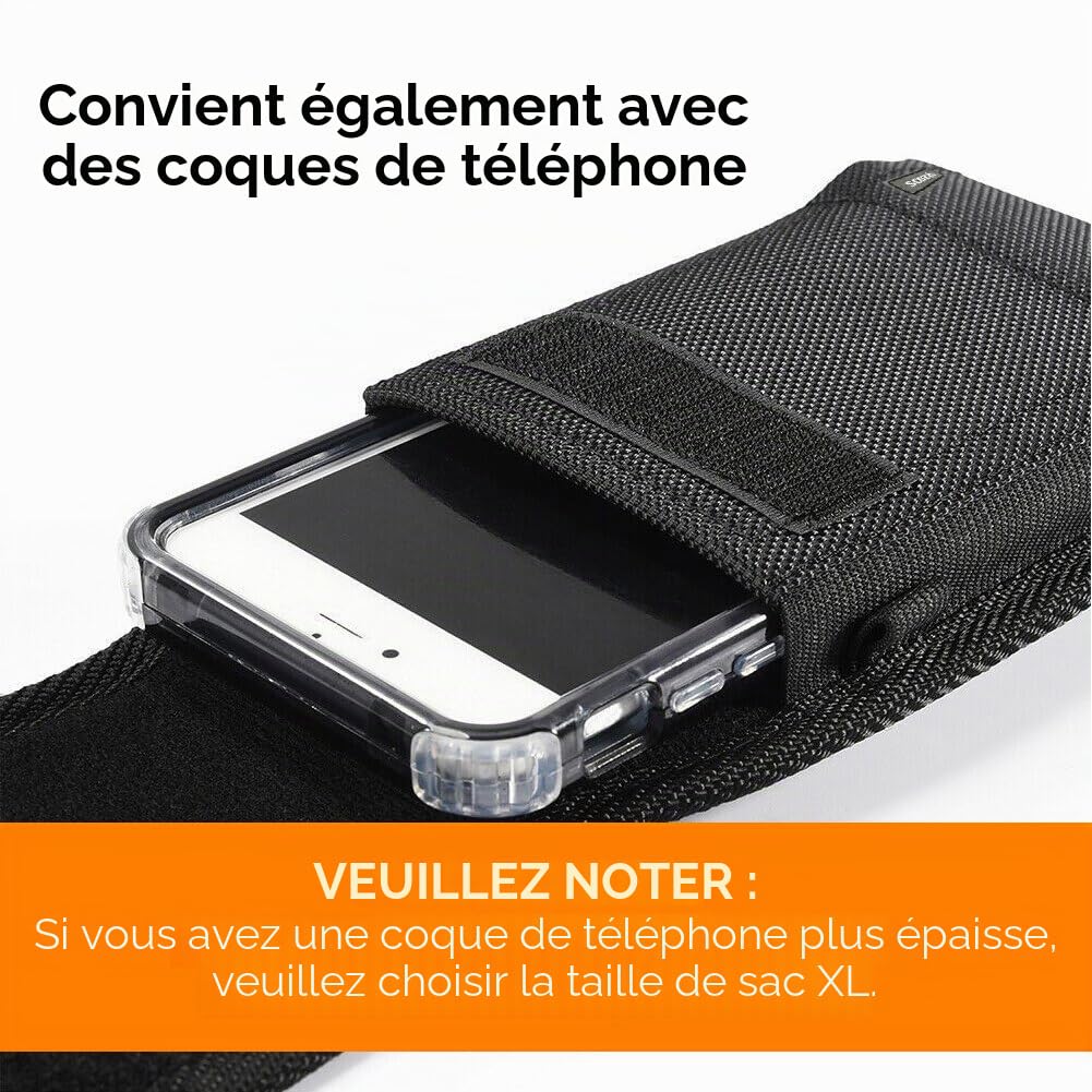 Étui de Ceinture (XL) Pochette Téléphone Holster Verticale Horizontal Smartphone p.e. Compatible avec Samsung S24 S23 S22 A55 A54 A35 pour iPhone 15 14 13 12 11 XR FE Plus Ultra Max Lite Pro