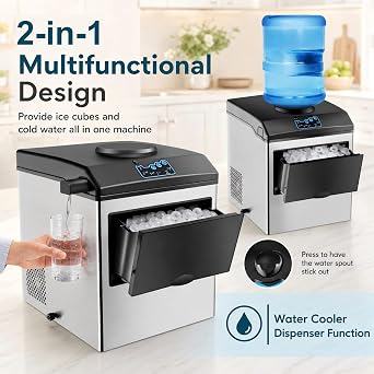 COSTWAY 2 in 1 Countertop Ice Maker Built-in Water Dispenser, 48Lbs/24H