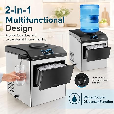 COSTWAY 2 in 1 Countertop Ice Maker Built-in Water Dispenser, 48Lbs/24H