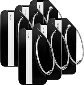 Travelambo 6 Pack Luggage Tags for Suitcases Aluminum Privacy Protection Bag Tags Luggage Identifier Travel Accessories Essentials