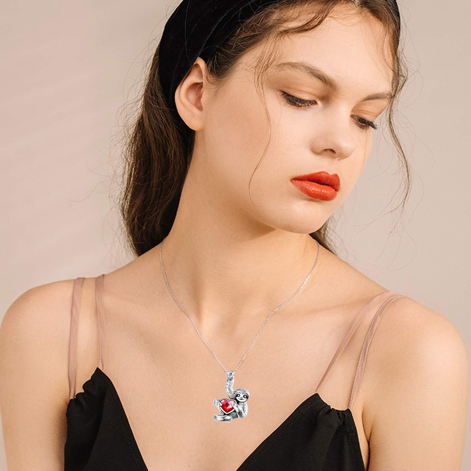 YFN Sloth Gifts Sterling Silver Sloth Necklace Heart Crystal Sloth Jewelry for Women Men Christmas Gifts - Image 5