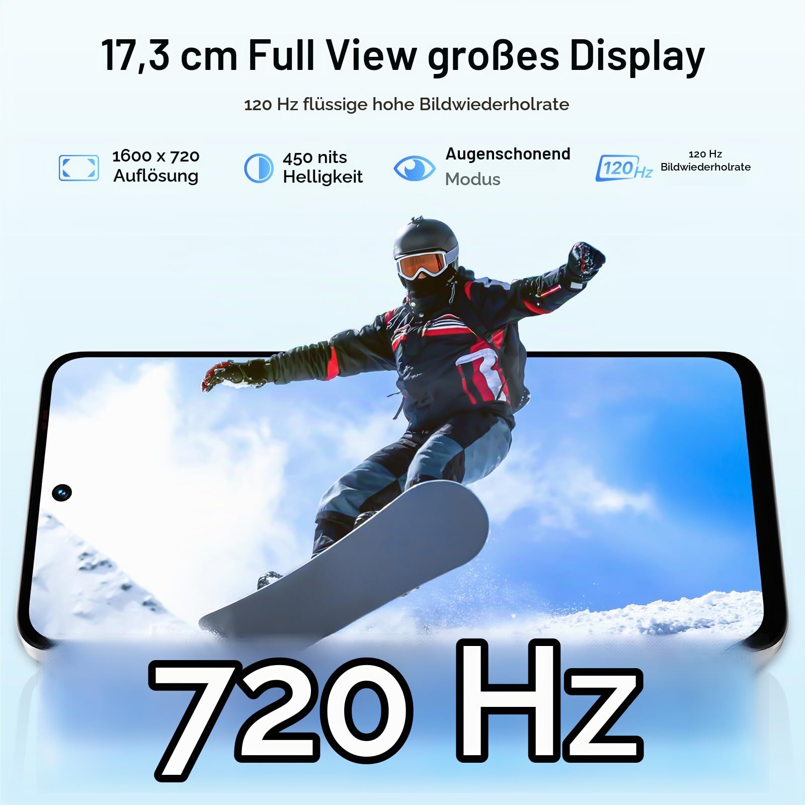 UMIDIGI Handy Android 14, 8+256GB/1TB TF Smartphone Ohne Vertrag, 120Hz 6.8 Zoll HD+ Smartphone, Bluetooth 5.2, 5000mAh, Octa Core, 4G Dual SIM/Face ID/Fingerprint/13MP/GPS/OTG-Note 100A