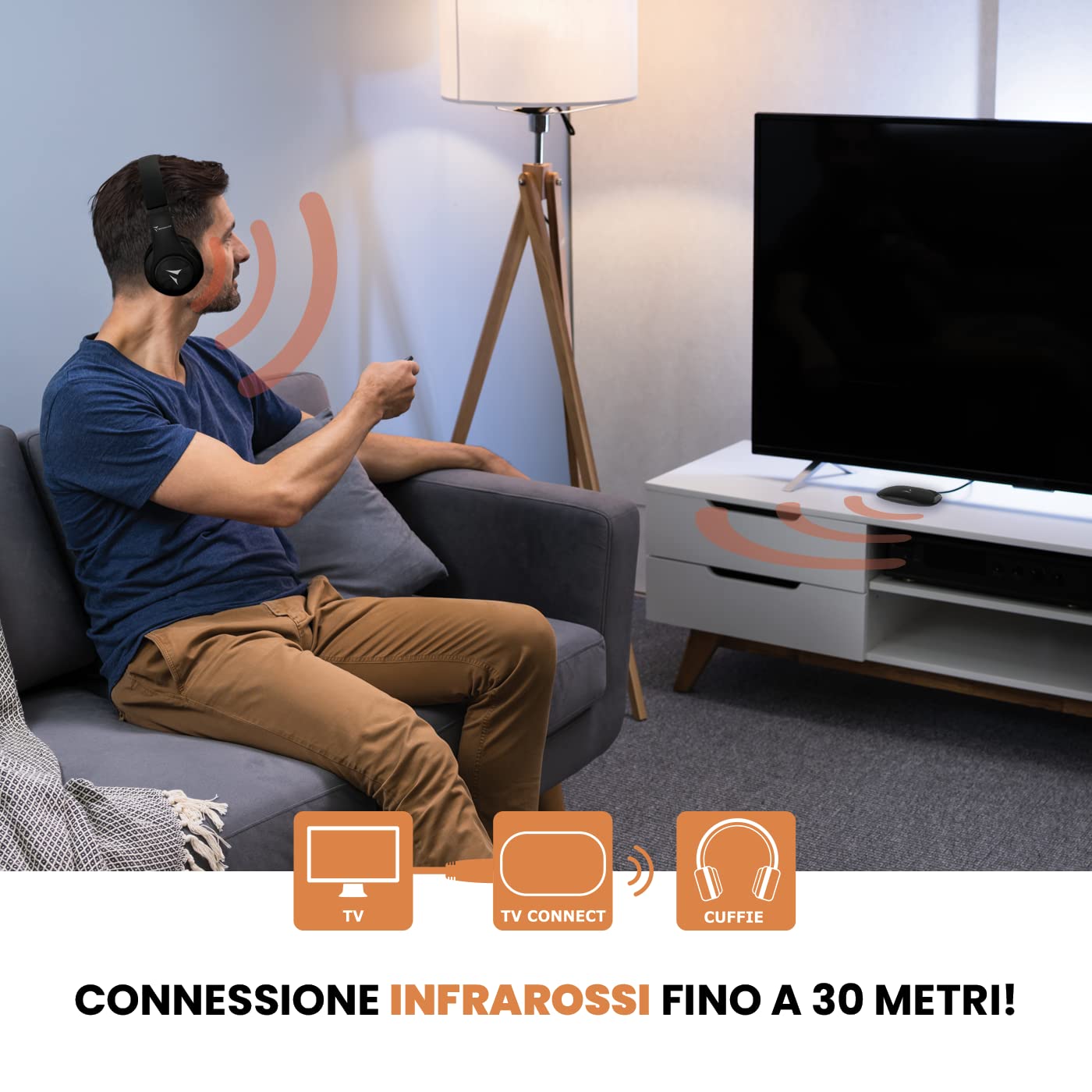 TECHMADE SŁUCHOWY BEZ PRZEWODU DO Telewizora Z DOŁĄCZONYM ADAPTEREM (TV CONNECT)