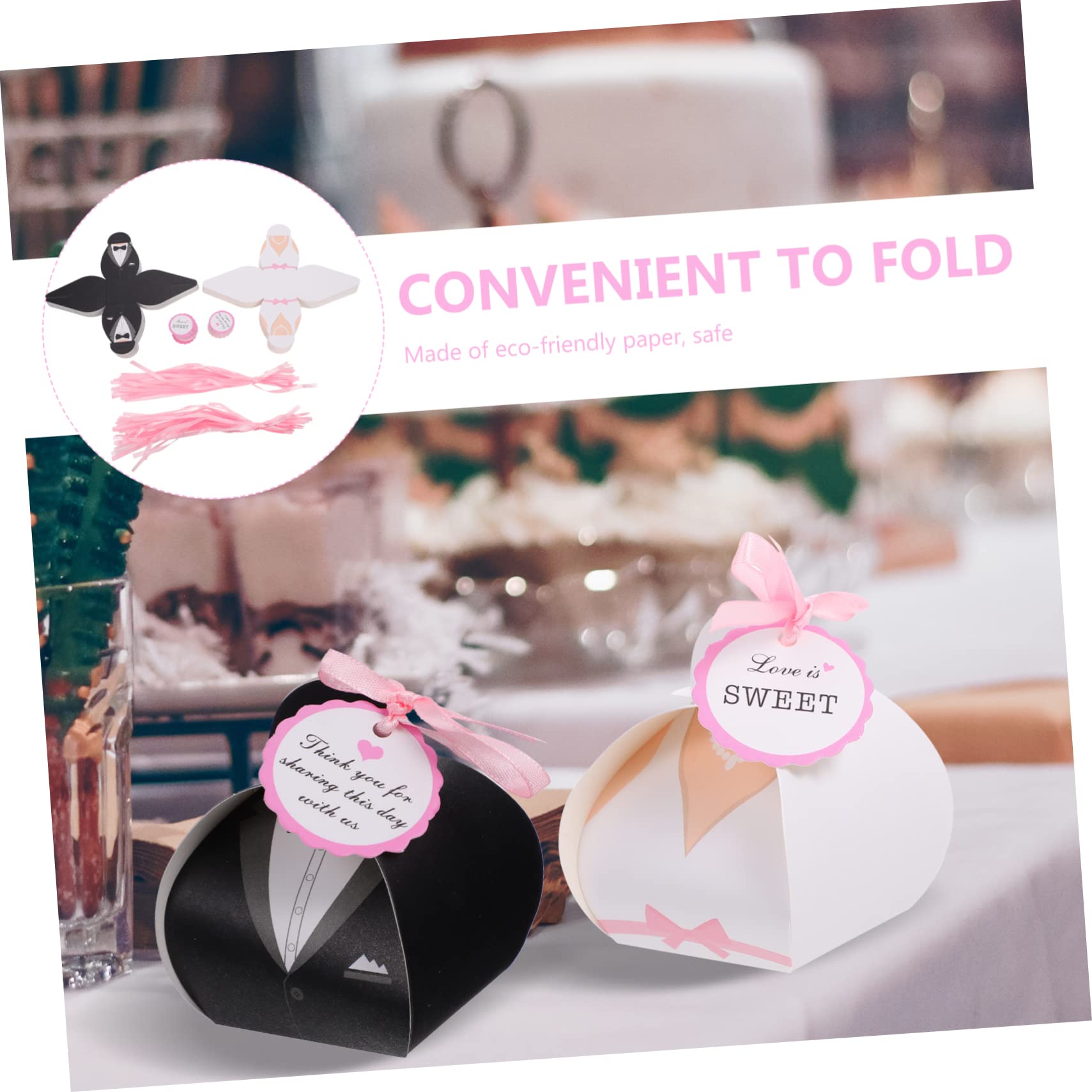 SHINEOFI Scatole Dolci Matrimonio in Carta, 100 Pezzi, Bianco e Nero
