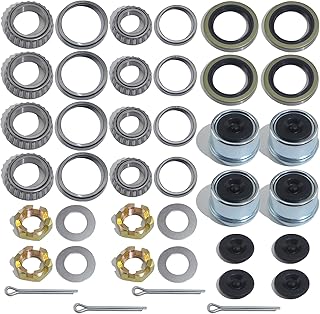 4Sets L68149 L44649 Trailer Axle Hub Bearings Kit with 171255TB Grease Seals, 1.98'' Trailer Dust Caps, Cotter Pins, Axle Nuts & Washers for 3500 lbs 1-3/8'' to 1-1/16'' #84 Spindle