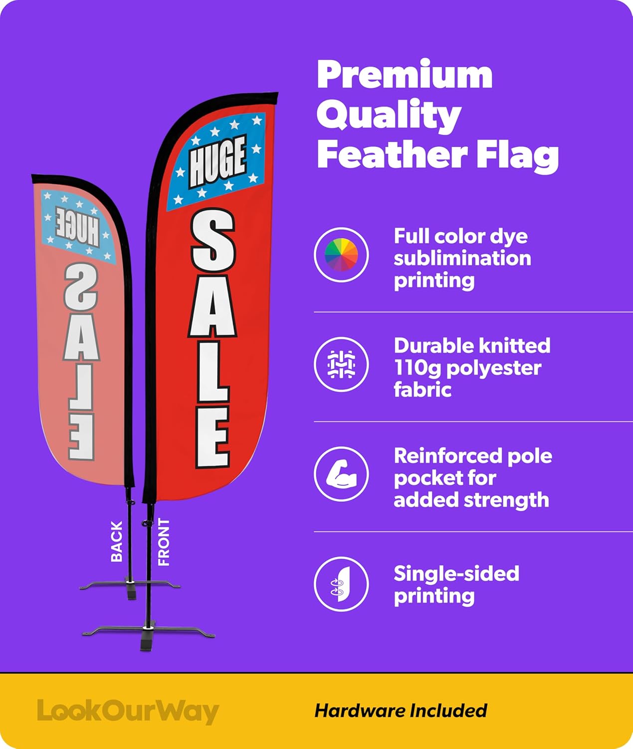 LookOurWay Feather Flag Sale Themed Complete Set with Poles and X-Stand Base, 5-Feet