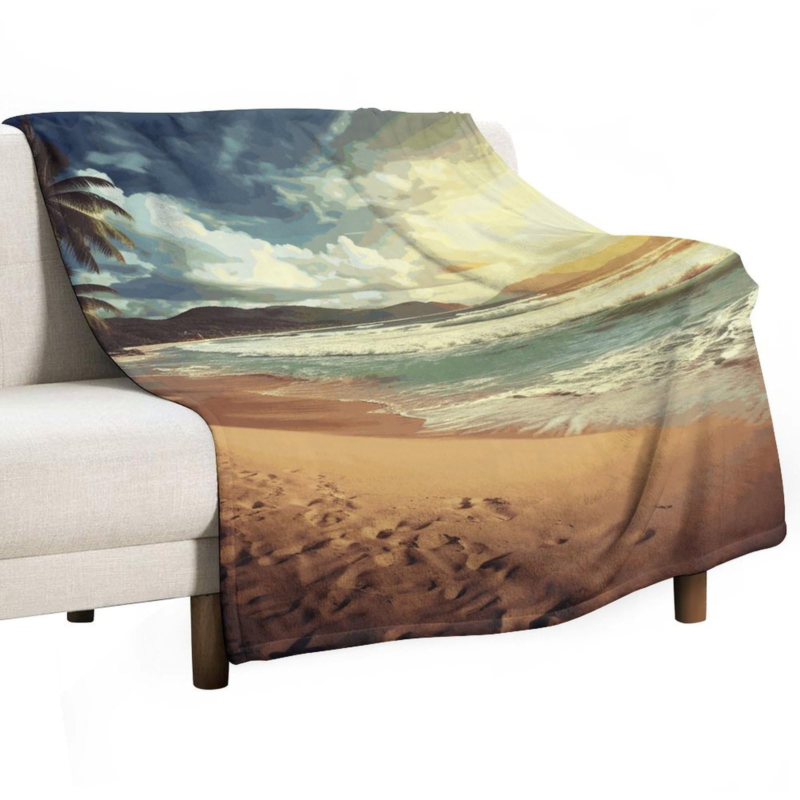 Couverture flanelle coucher de soleil, le plaid doux idéal à offrir