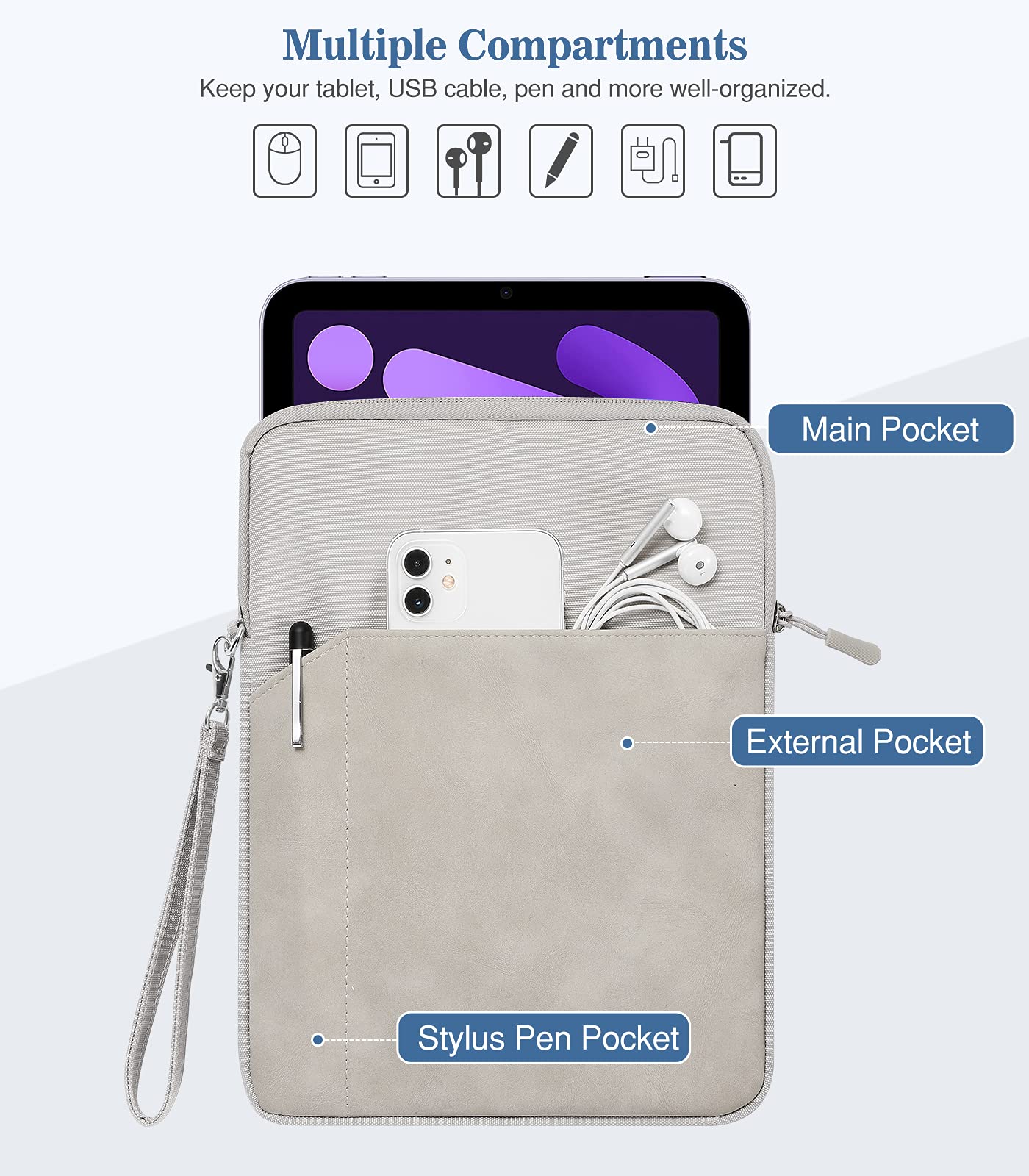 Funda MoKo Compatible Con IPad Pro 11, Air 5, IPad 10ª Gen Y Más Tabletas 9-11" - Índigo Con Bolsillos