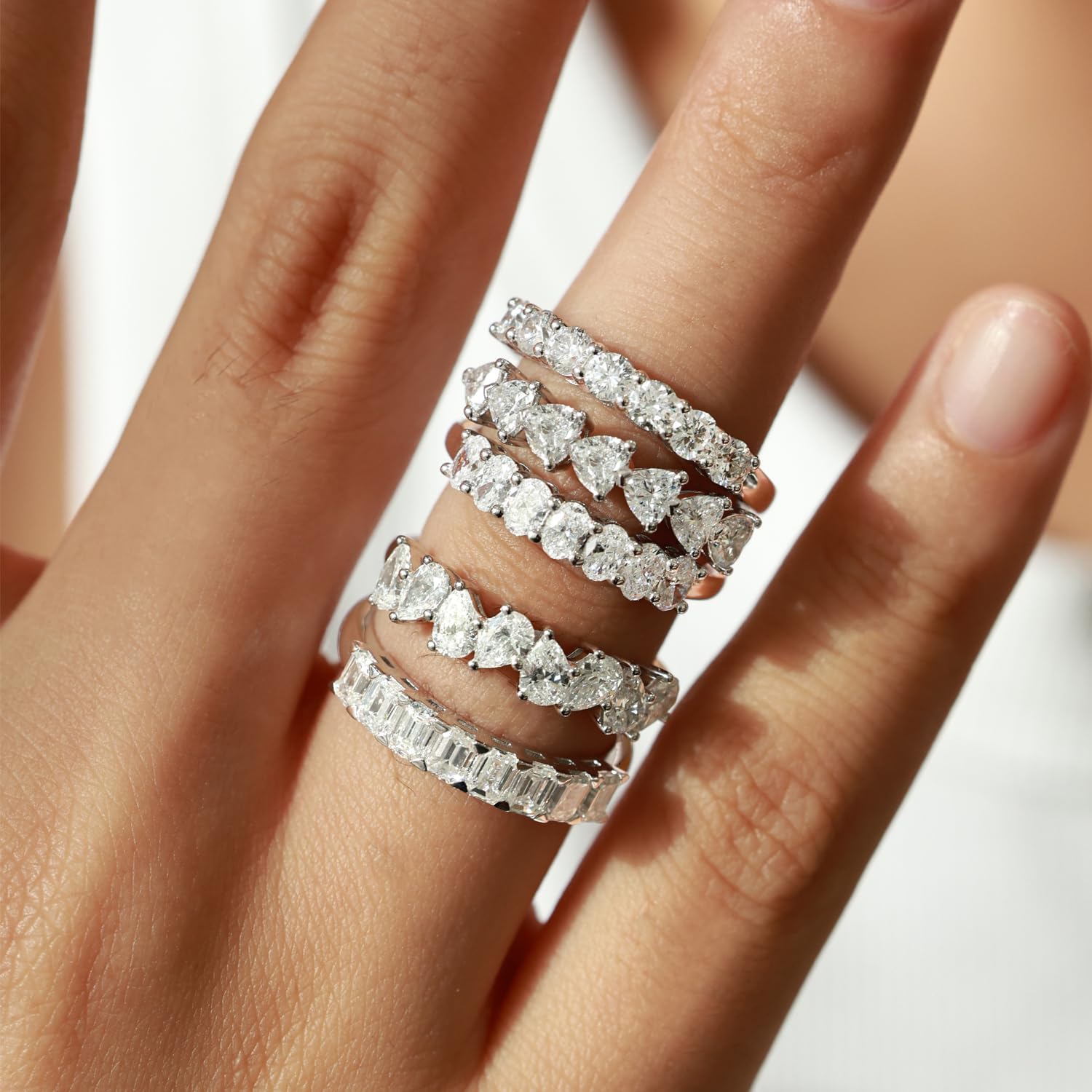 AGVANA Valentines Day Gifts Lab Grown Diamond Ladies Eternity Wedding Bands in Sterling Silver Engagement Promise Wedding Anniversary Stackable Band Ring for Women (D-E Color, VS Clarity), Size 5-9 - Image 3