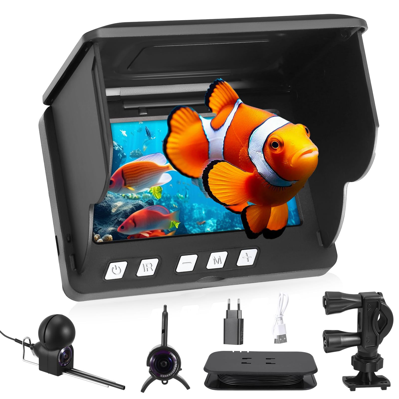Cámara subacuática de pesca Fishfinder 220° visión nocturna infrarrojos HD 30m cable para pescadores