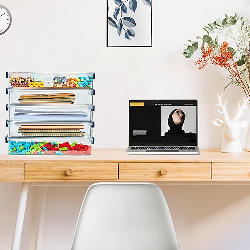 Miniatura 9 de Juego de 2 cajas de almacenamiento de 5.5 cuartos de galón, 9 x 13, de plástico, portátiles, con cierre de presión, transparentes, apilables, con