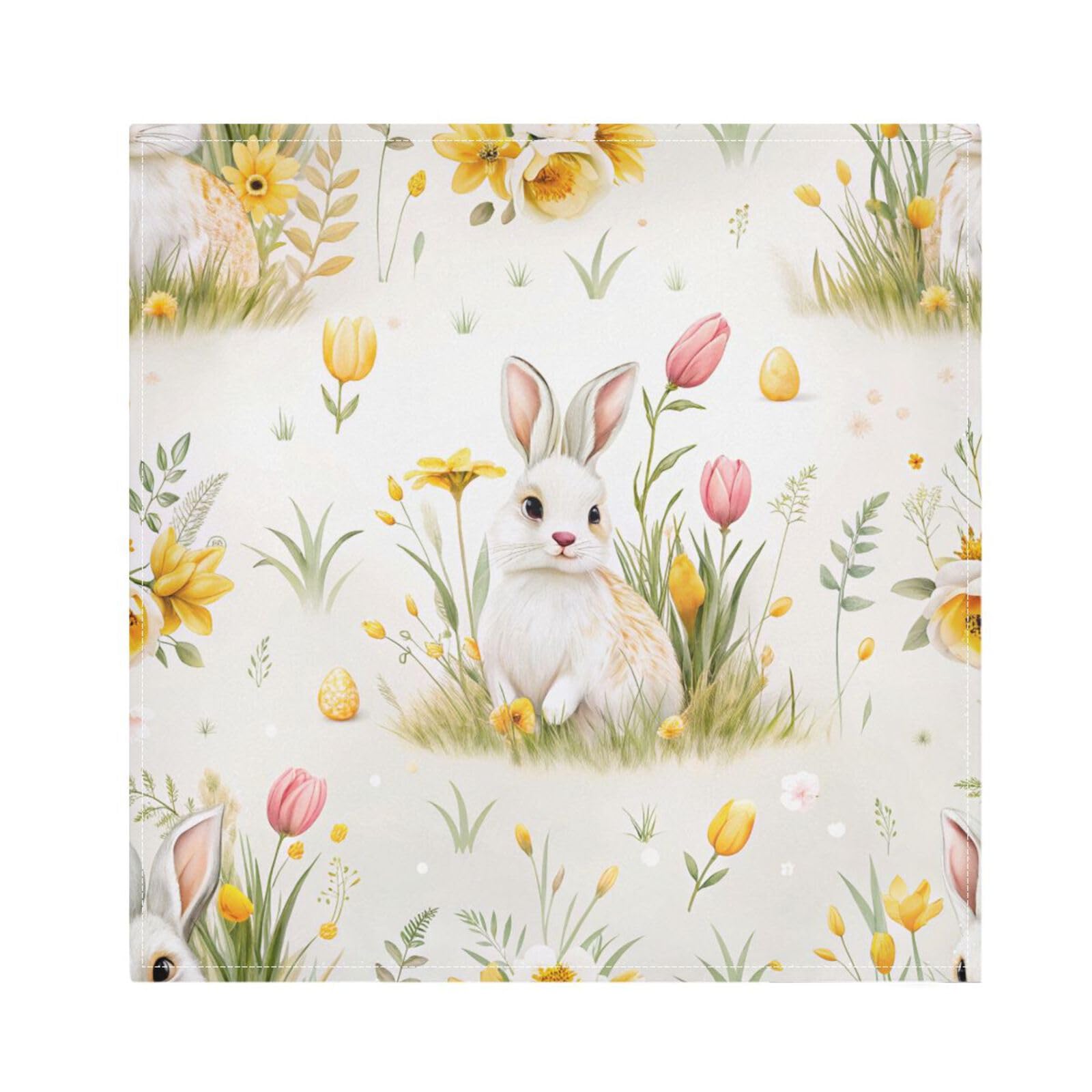 Ttgoth Easter Bunny Cloth Napkin Set of 4 Washable & Reusable Dinner Napkins for Dining Table, Banquets, Wedding, Party, 50x50 cm