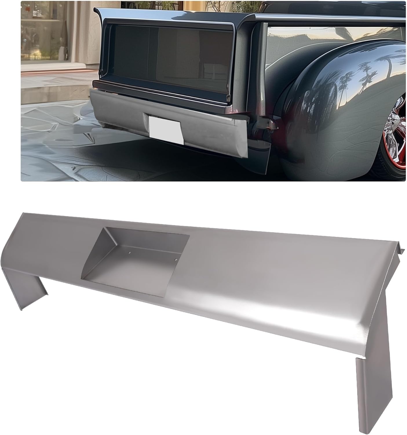 KUAFU Rear Bumper Roll Pan Compatible with 1947-1953 Chevrolet Chevy (First Series), GMC Pick Up & Panel Truck Stepside Steel