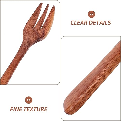 Miniatura 7 de SHOWERORO Tenedor de madera Utensilios de cocina de madera Cucharas de postre Mini pinzas de madera para servir ensalada Tenedor y cuchara de pasta
