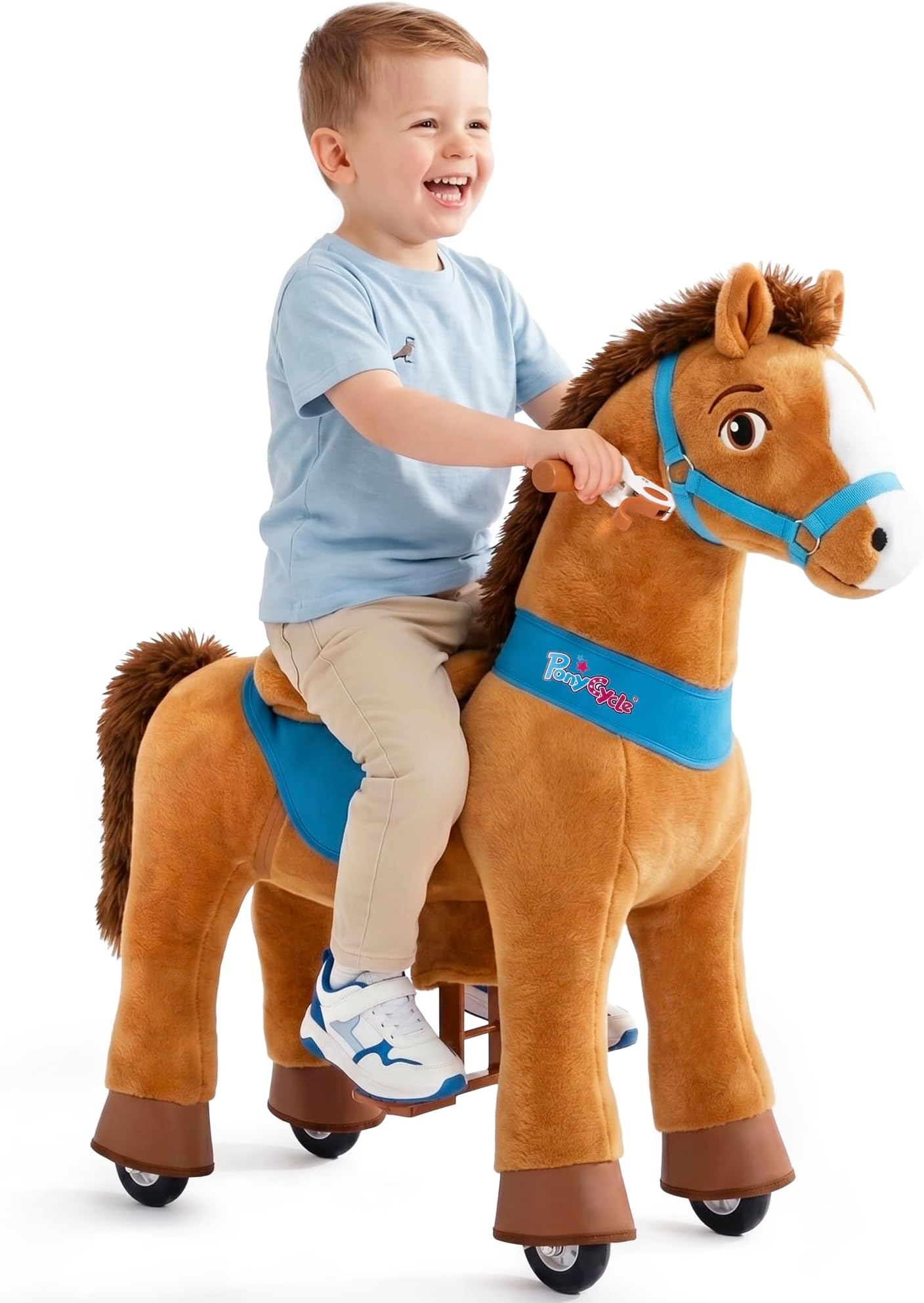 Essential Model E Ride-on Horse Toy with Brake (Brown/Size 3 for Age 3-4) Plush Horse Toy for Kids Cowboys Riding Toy - E337