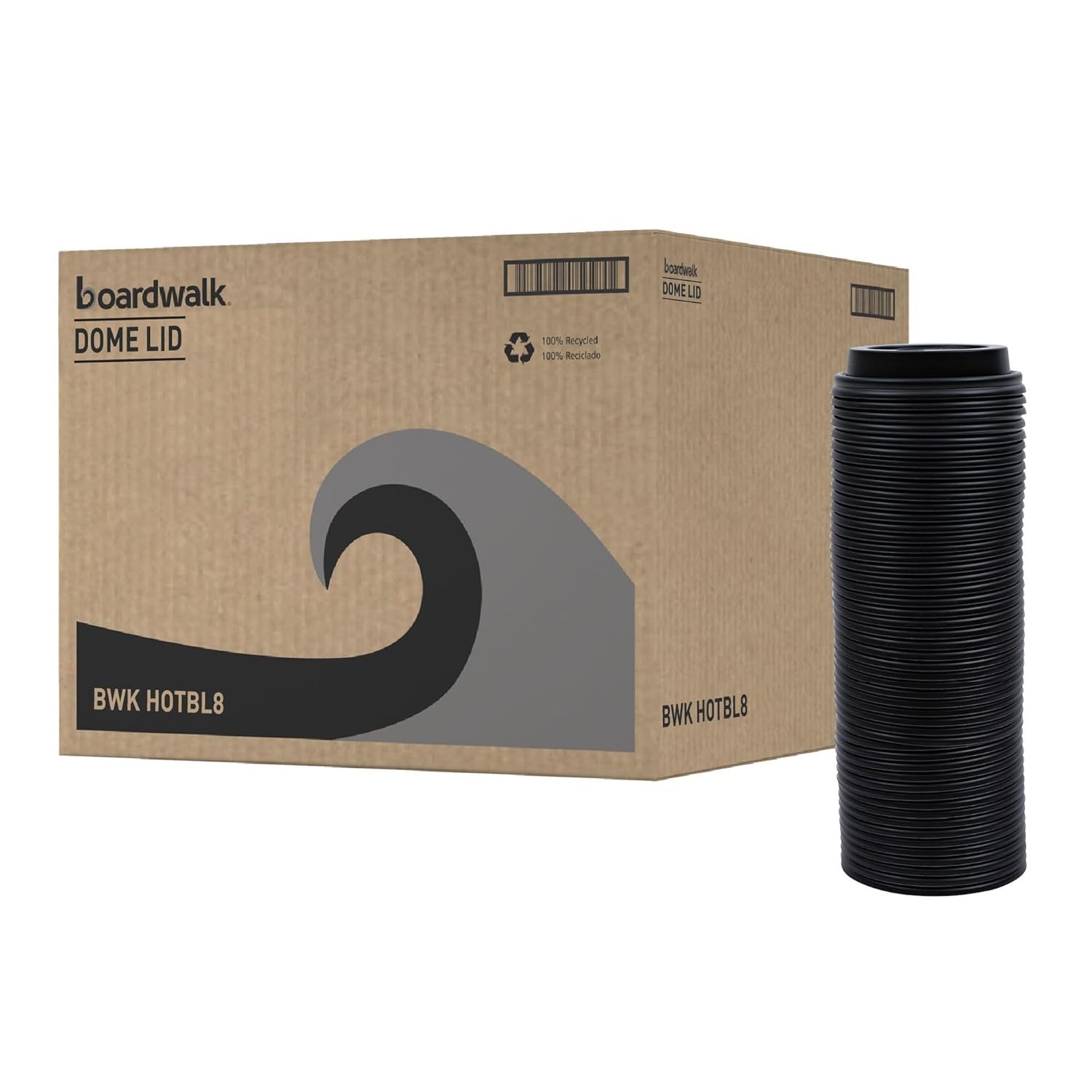 Boardwalk Hot Cup Lids, Fits 8 oz Hot Cups, Black, 1,000/Carton