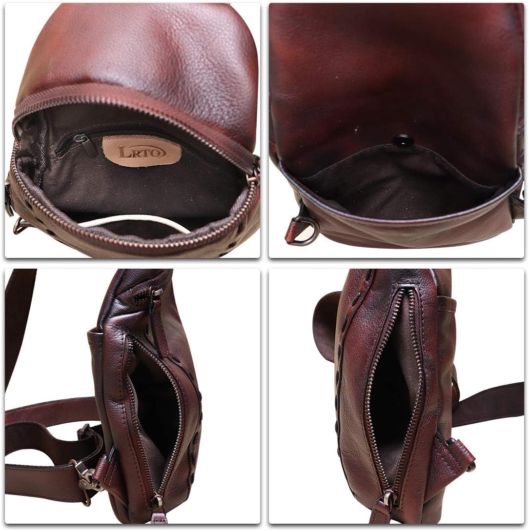 LRTO Genuine Leather Silng Bag for Women and Men Vintage Real Leather Sling Backpack Shoulder Crossbody Bag Chest Purse | Silng Bag, Vintage, Chest Purse
