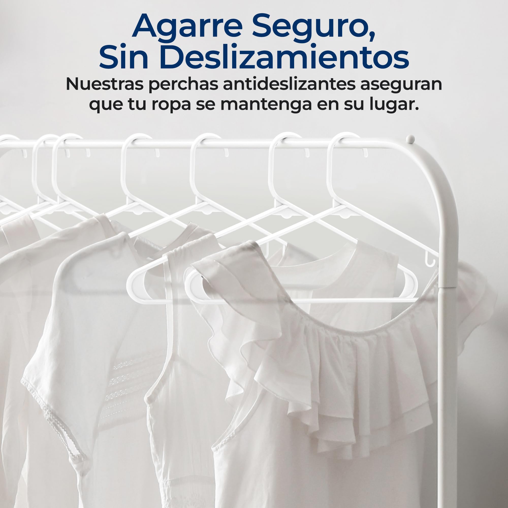 SereneLife Perchas, Blancas, Standard, plastico, 100 Piezas, Perchas de Ropa Adultos, ahorran Espacio, duraderas