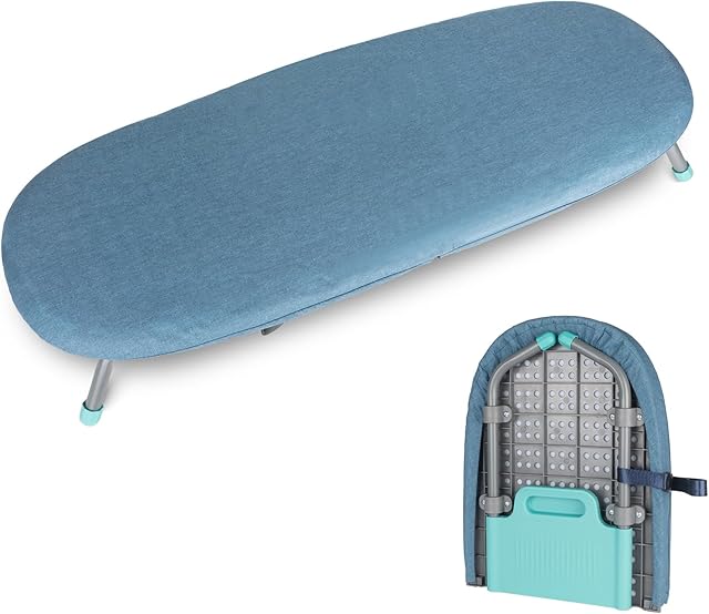 PURASKER Foldable Tabletop Portable lroning Board, Compact Small Steam Ironing Table, Non-Slip Folding Feet, Lightweight, Space Saving. Perfect for Travelling and Tight Spaces