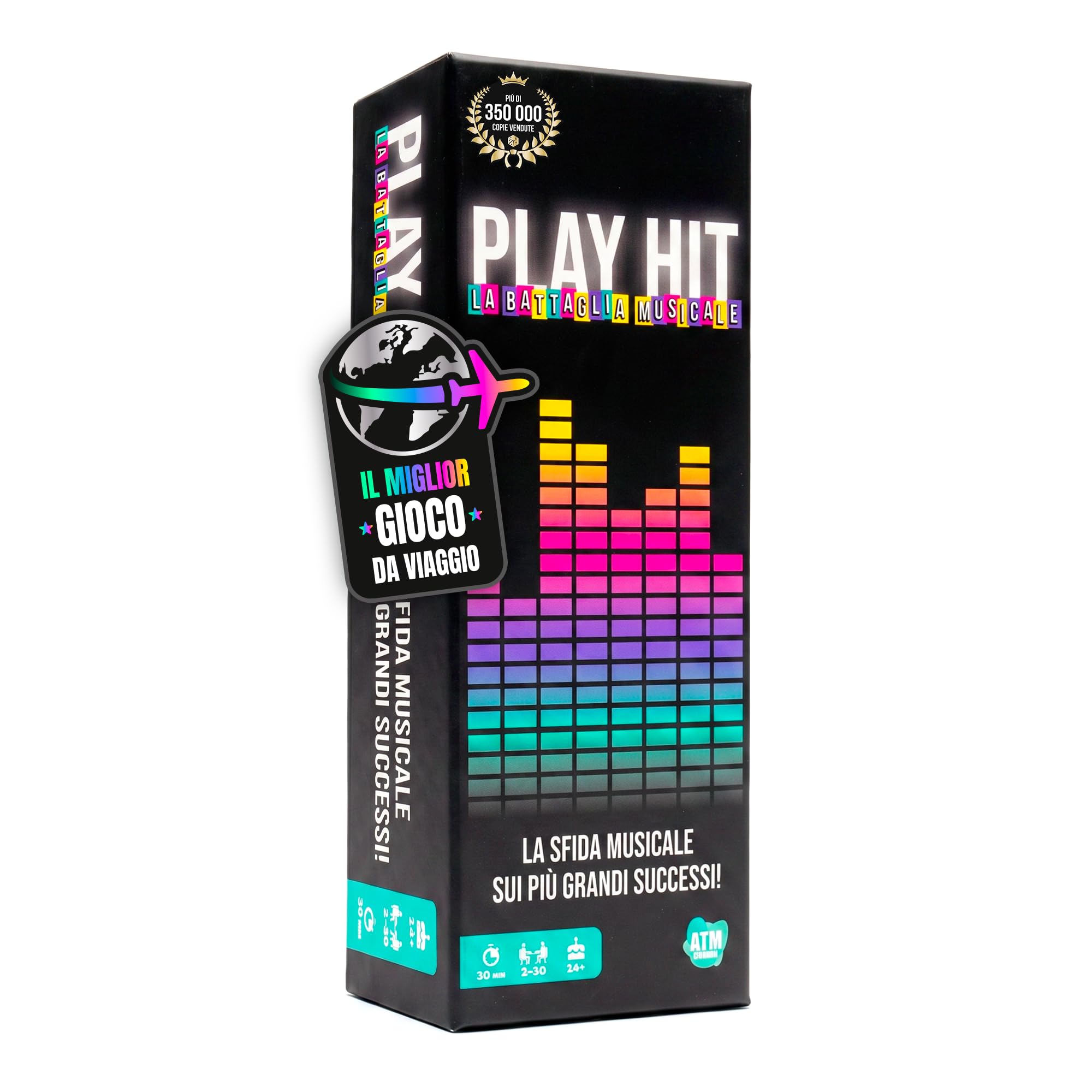 ATM Gaming PLAY HIT - Gioco da Tavolo Musicale - Blind Test, Karaoke e Quiz per Feste - 2 a 10 Giocatori - Perfetto per Serate, Famiglie e Amici - Ideale gioco da viaggio - Italiano