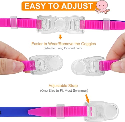 Miniatura 5 de Paquete de 2 gafas de natación para niños, gafas de natación antivaho para niños y niñas, niños pequeños de 2 a 12 años
