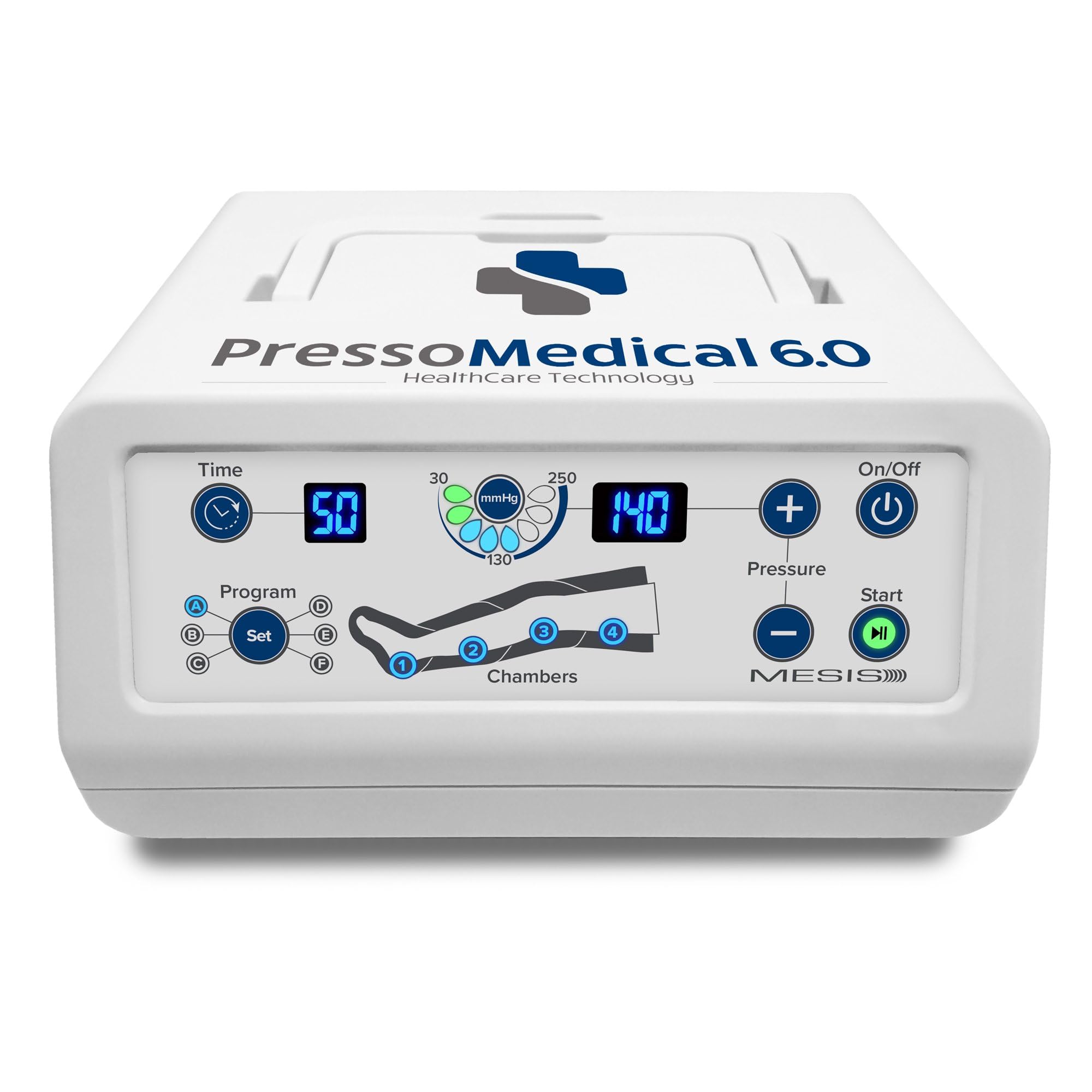MESIS PressoMedical 6.0 FOUR4 a 4 camere d'aria Pressoterapia Medicale: dotazione Advance (con 2 gambali + Kit Slim Body)