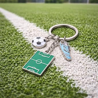Football Keyring - World Cup Keychian Bag Charms for Woman with a Ball Cleats and Soccer Field,Sport Ball Key Rings Gifts for Footballs Players, Teams and Coaches