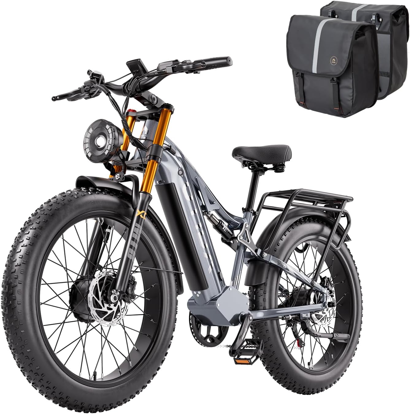 Peak 6000W Dual Motor Electric Bike for Adults 42MPH with 52V 20Ah，Up to 80 Miles, 26"x4" Fat Tire Full Suspension Ebike with Hycraulic Brakes, Aluminum Frame Mountain E-Bike S26