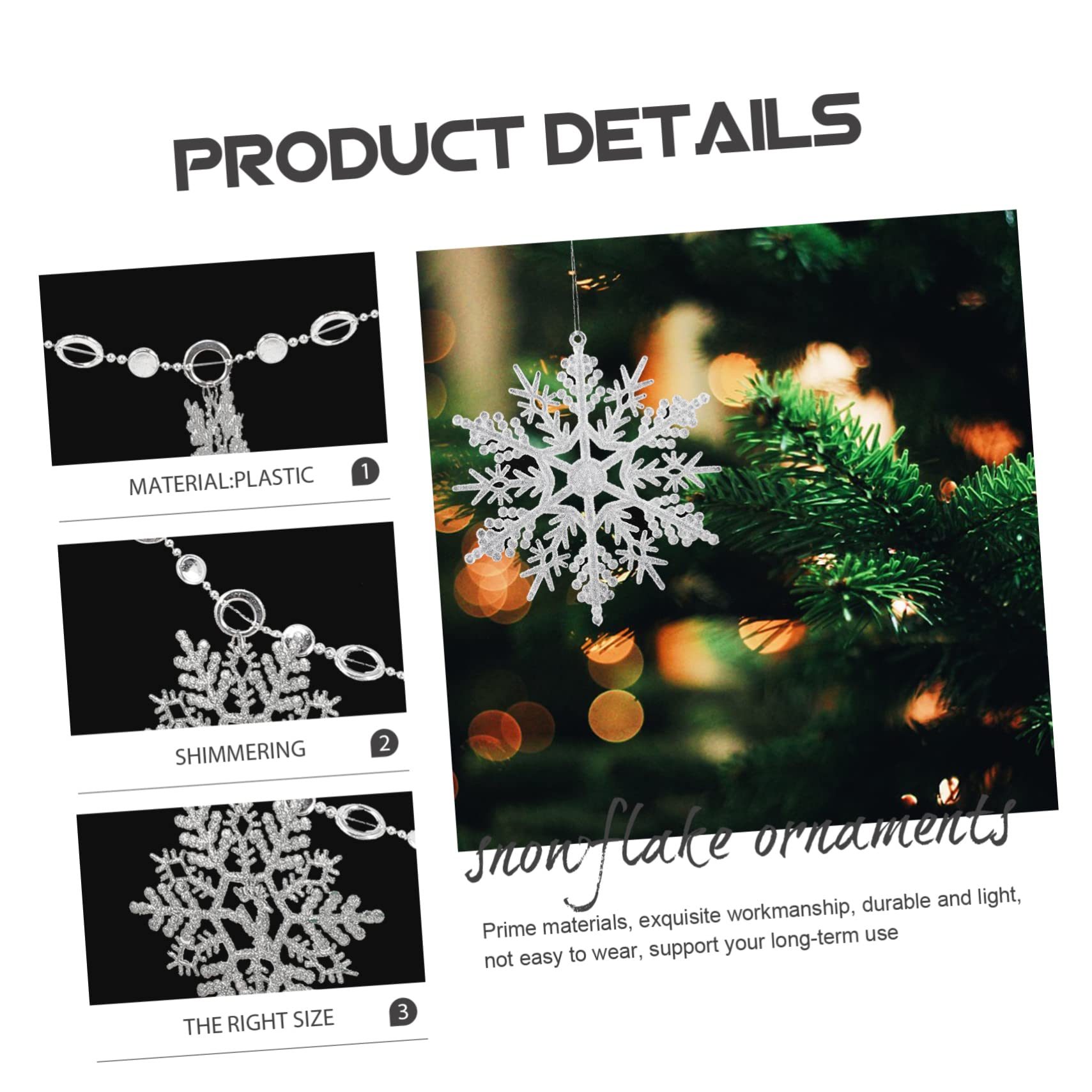 PRETYZOOM 6 Pièces Flocons De Neige De Noël Ornamnets Suspendus à l'arbre De Noël Décorations De en Plein Air Guirlande De Flocons De Neige Blancs Décor De Plastique