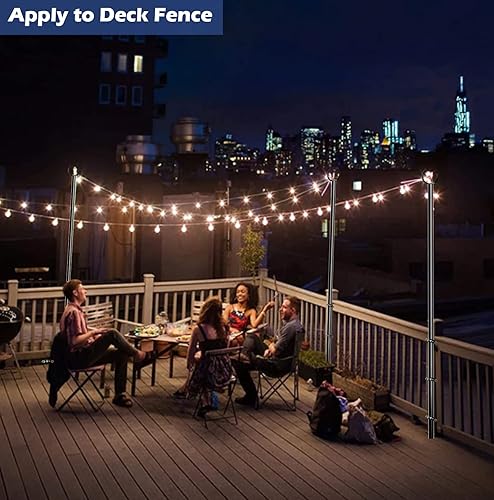 Miniatura 6 de Postes para tiras de luces de 10 pies para exteriores, poste de iluminación de metal resistente para cerca de terraza, patio, vacaciones, boda,