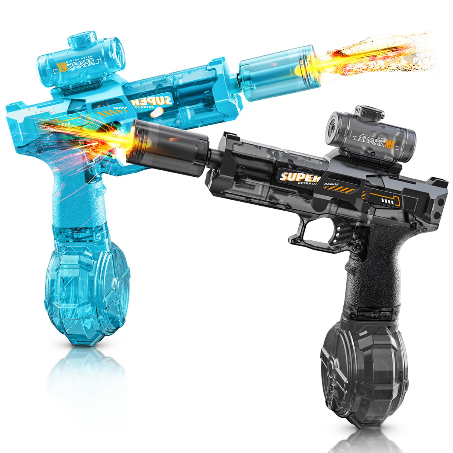 Photo 1 of YRIOWMI Electric Water Gun,Full Automatic Electric Squirt Gun 28-32 FT Range Water Pistol Blaster Soaker,Water Playing Toys for Outdoor Yard Beach Pool (Blue+Black)