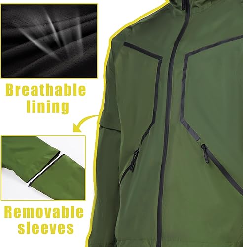 Miniatura 4 de K.E.J. Chaqueta de lluvia de golf, impermeable, trajes de lluvia para hombres, ropa de lluvia de golf, chaqueta ligera y pantalones para todos los