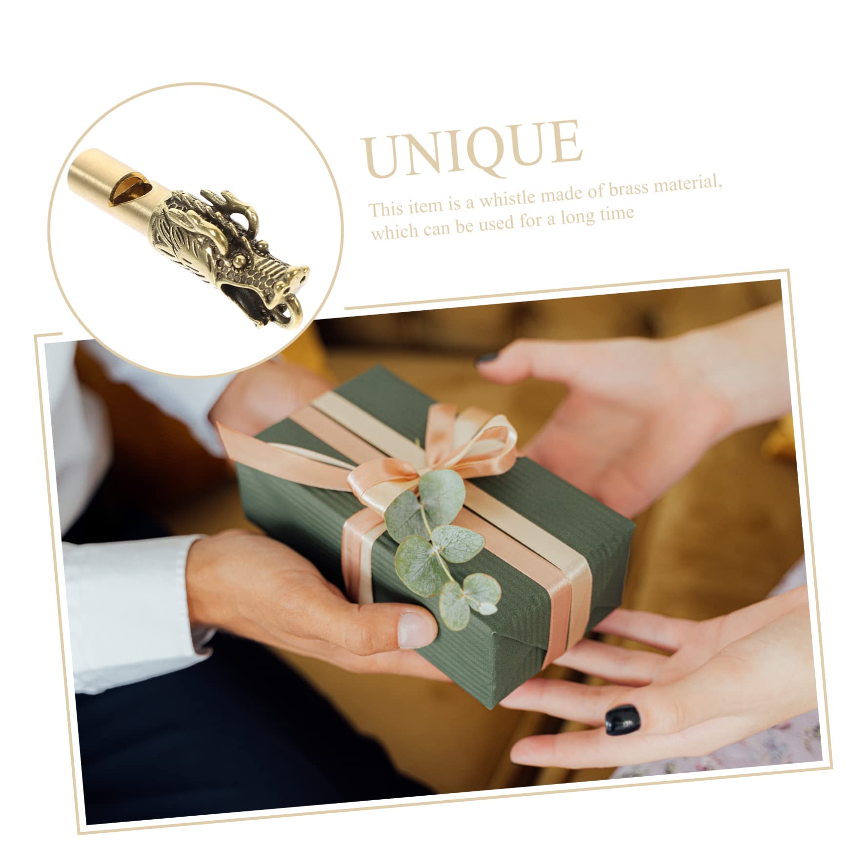 ibasenice 4Pcs Brass Dragon Whistle Keychain Loud Outdoor Survival Whistle Craft Accessory for Camping Hiking Emergency Situations Unique Decorative Pendant