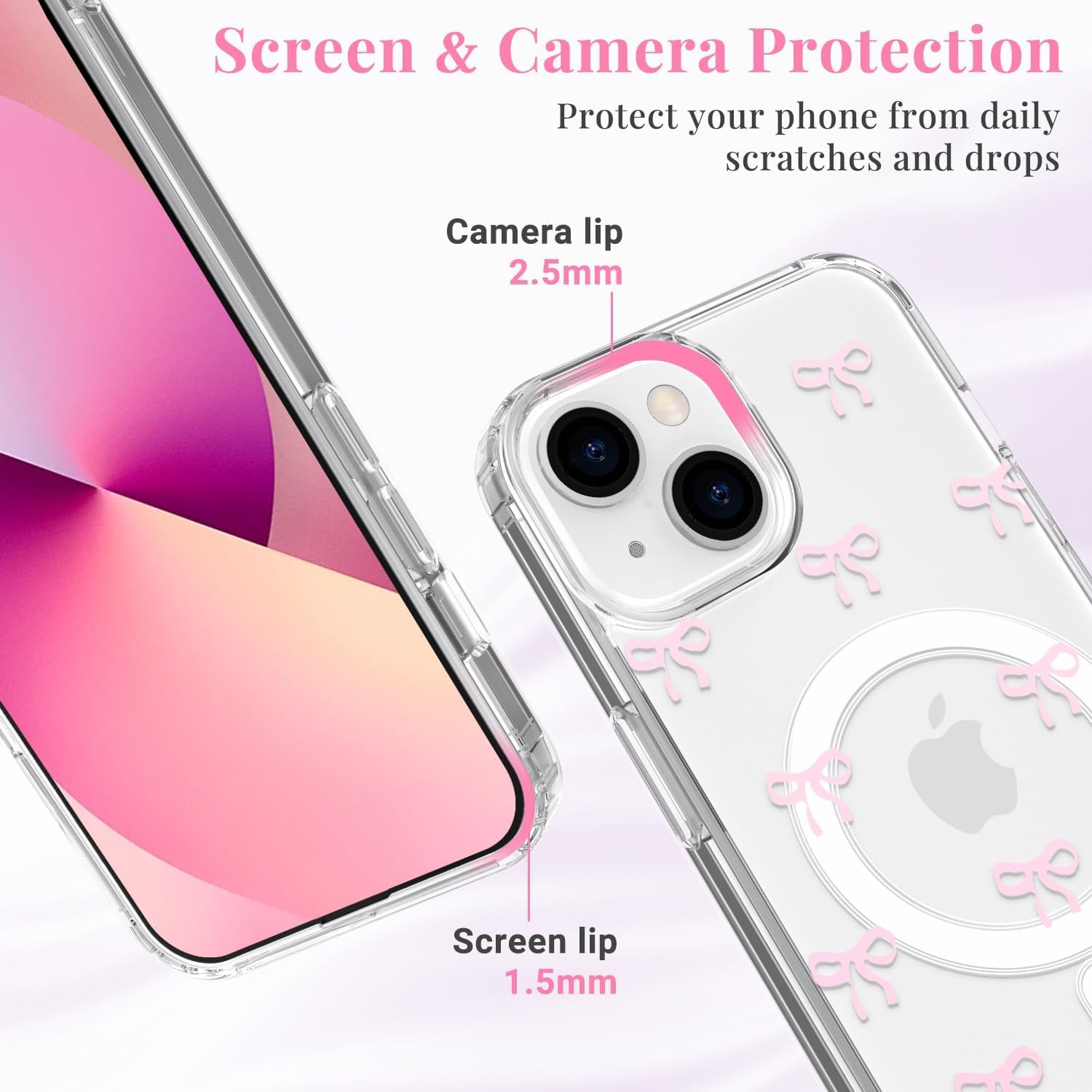 Custodia IPhone 13 Trasparente Con Motivo Great Wave In Rilievo - TPU Morbido Sottile Con Bordi Rialzati E Slot Per Ciondolo