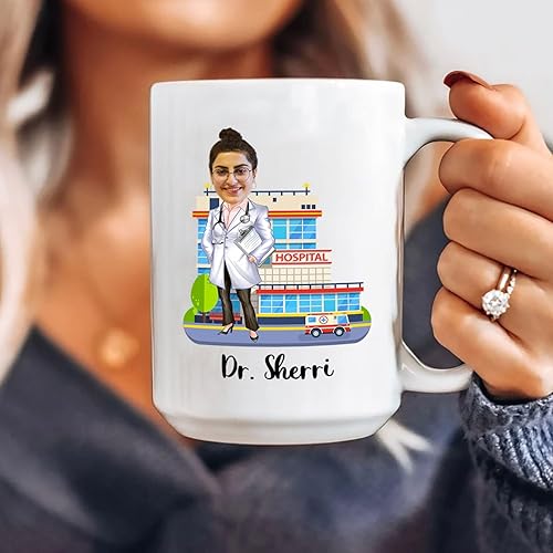 Miniatura 6 de Taza de café personalizada con foto de doctor de 11 y 15 onzas, divertida taza de café de doctor regalo para agradecer a hombres, mujeres, cirujano,