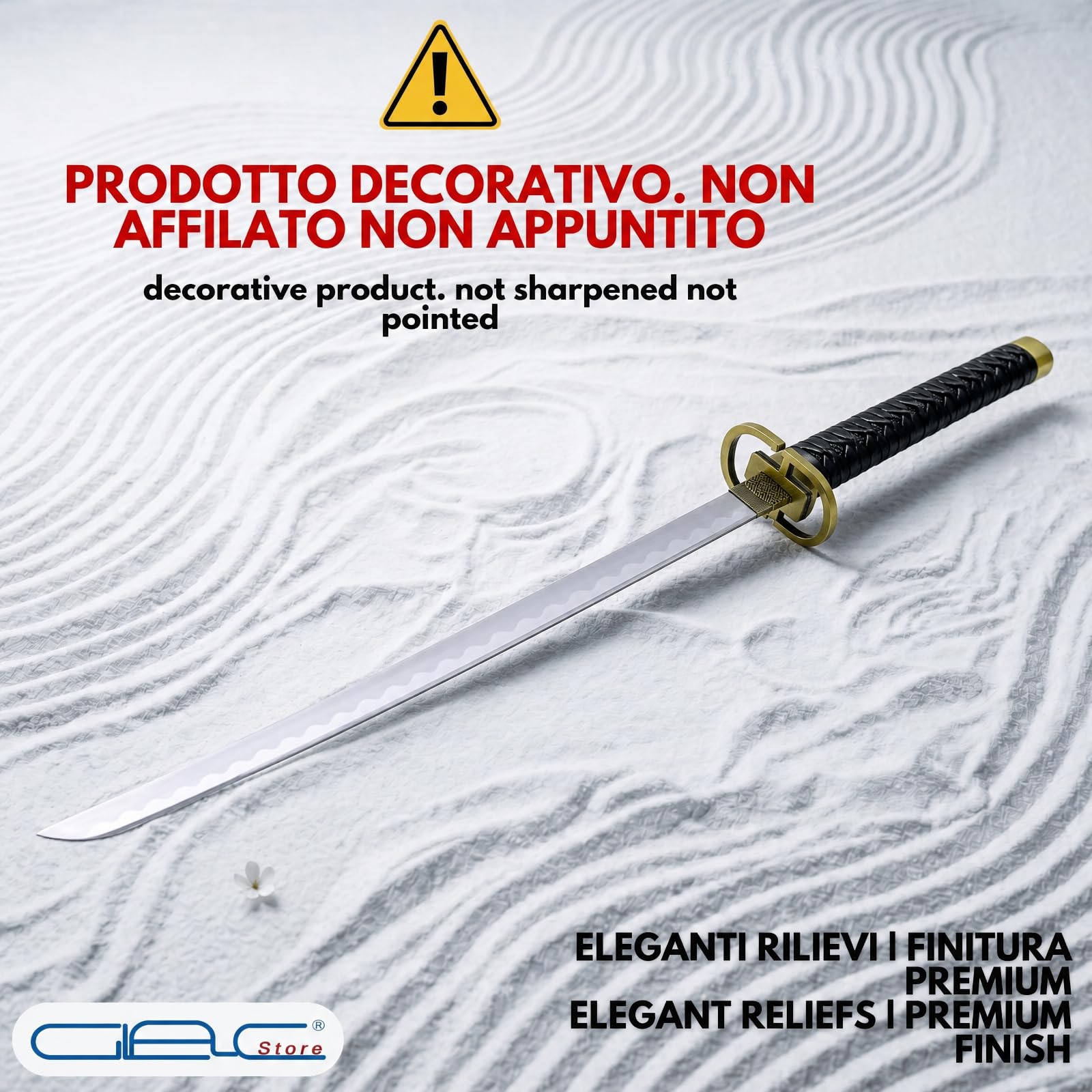 Katana Ornamentale Ispirata alla Spada di Gin Ichimaru da Bleach – Replica Anime in Acciaio con Fodero in Legno e Tsuba in Metallo – Katana Decorativa Cosplay da Collezione 102 cm