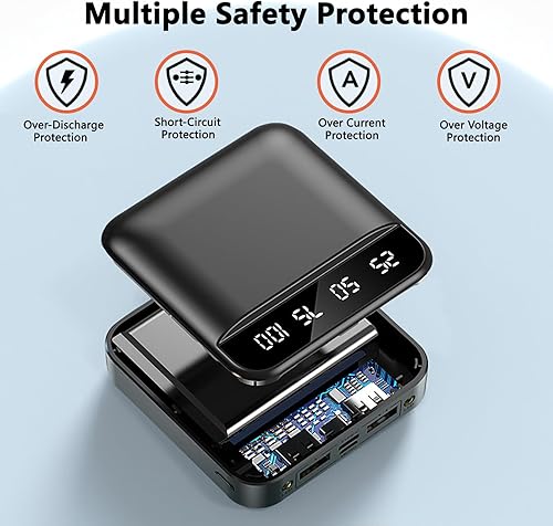 Miniatura 4 de Power Bank - Cargador portátil de 6000 mAh, 2 salidas USB A y 1 batería USB-C de entradasalida compatible con iPhone, Samsung, smartphones y iPad,