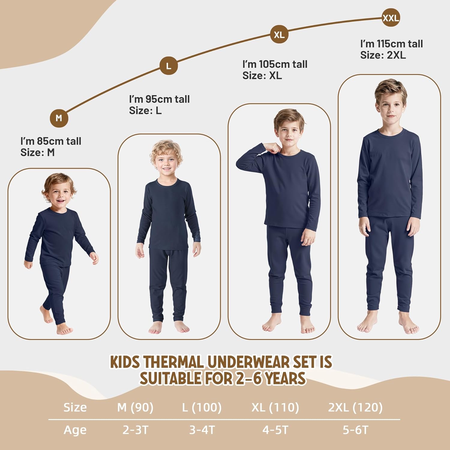 American Trends Boys Thermal Underwear Set Toddler Long Johns Set Fleece Lined Base Layer Winter Thermals Sets for Kids - Image 5