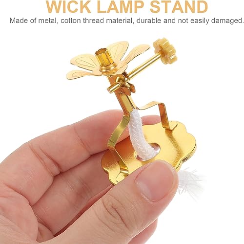 Miniatura 5 de Angoily Diya - Lámpara para Pooja, 2 piezas, lámpara de mantequilla, mechas flotantes, soporte para lámpara budista, lámpara de aceite, mechas de