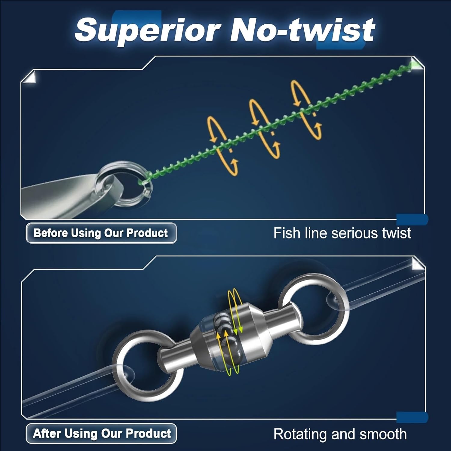 50/100/200PCS Fishing Swivels Snap Clips Ball Bearing Swivel Saltwater Heavy Duty Stainless Steels Fishing Connectors