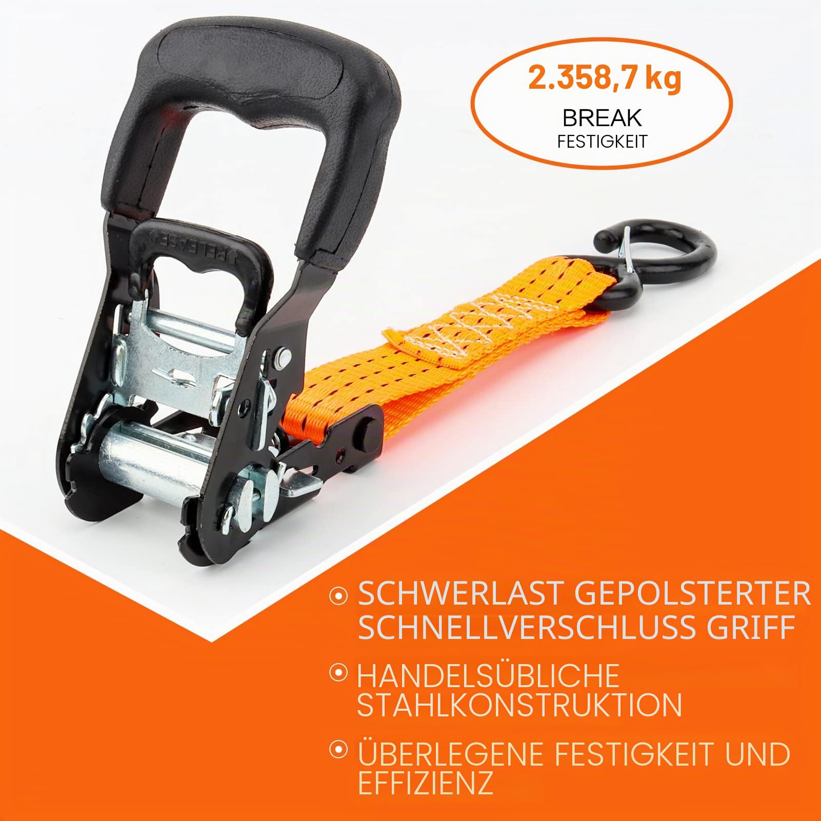 Ersatzreifenband, 3-Punkt-Ratschen-Y-Gurt für UTV, ATV, LKW-Bett-Dachträger, Ersatzreifenhalterung, 3,8 cm breiter, Verstellbarer Reifenspanngurt über dem Rad mit 3 Sicherheitsclip-Haken