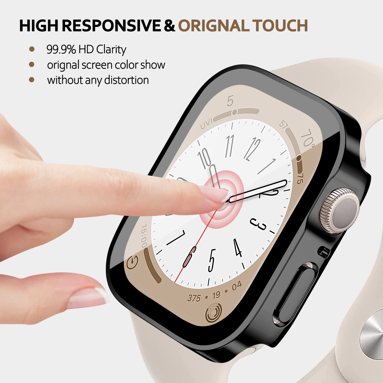Hard PC Waterproof Case for Apple Watch Case 42mm 46mm 40mm 44mm 41mm 45mm, Built-in Tempered Glass Screen Protector, Ultra-Thin HD Full Protective Cover for iWatch Series 11 10 9 8 7 6 5 4 SE 3/2/1 — view 3