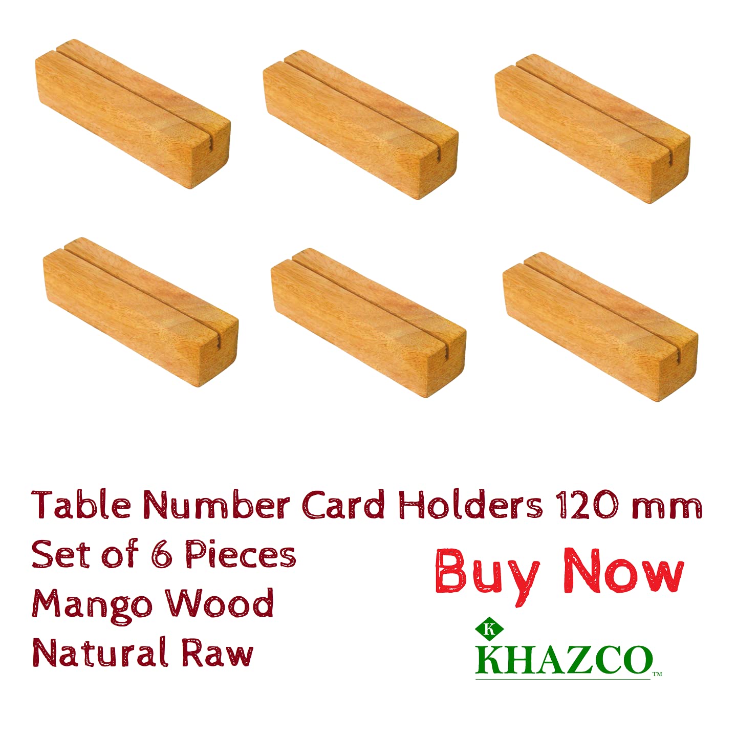KHAZCO Table Number Display Name Card Holders 6 Pieces; Wooden Card