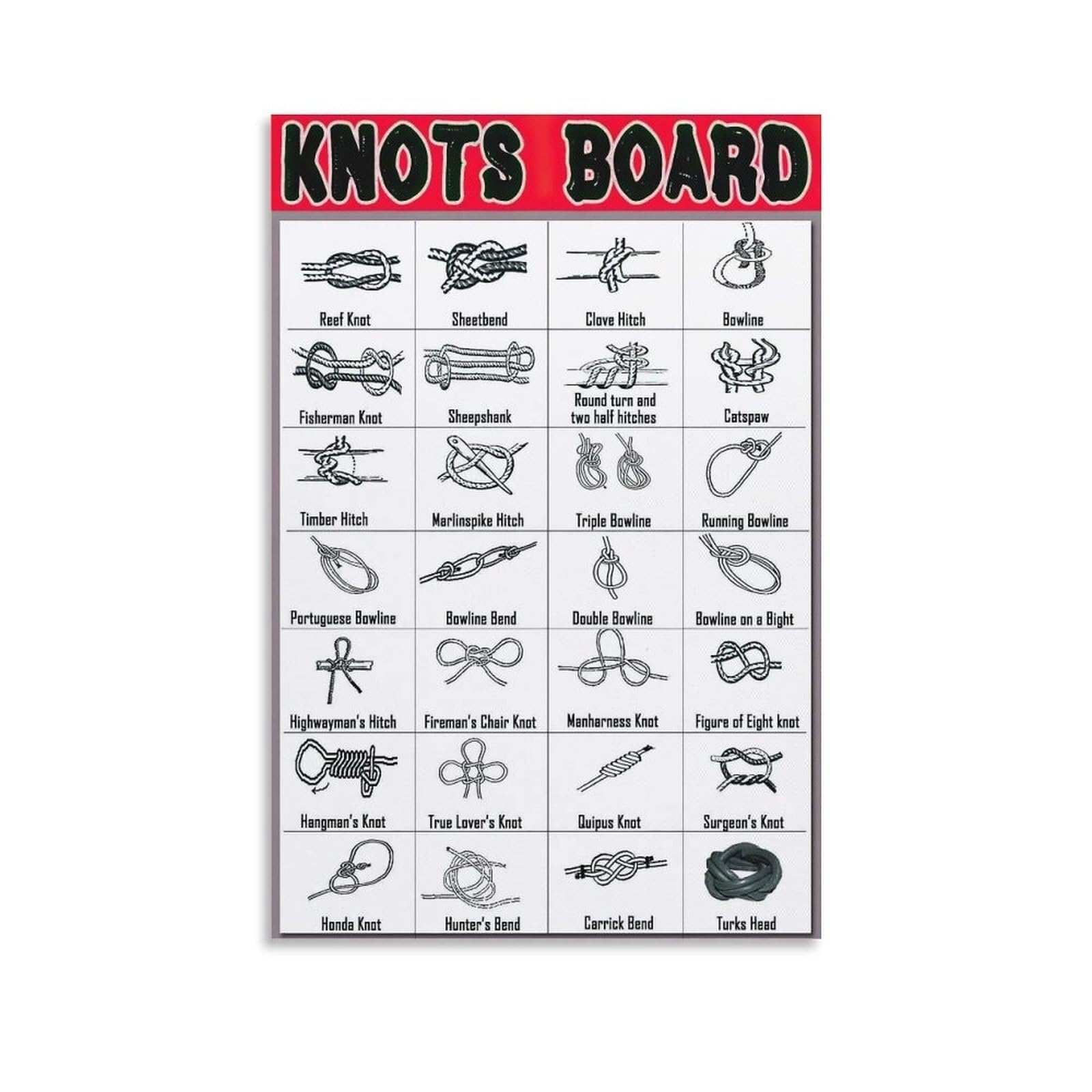 KCDFDVJFBM Sailor's Knots Art Board Wood Wall Decor Gift for Maritime Enthusiast(Framed,16x24inch(40x60cm))