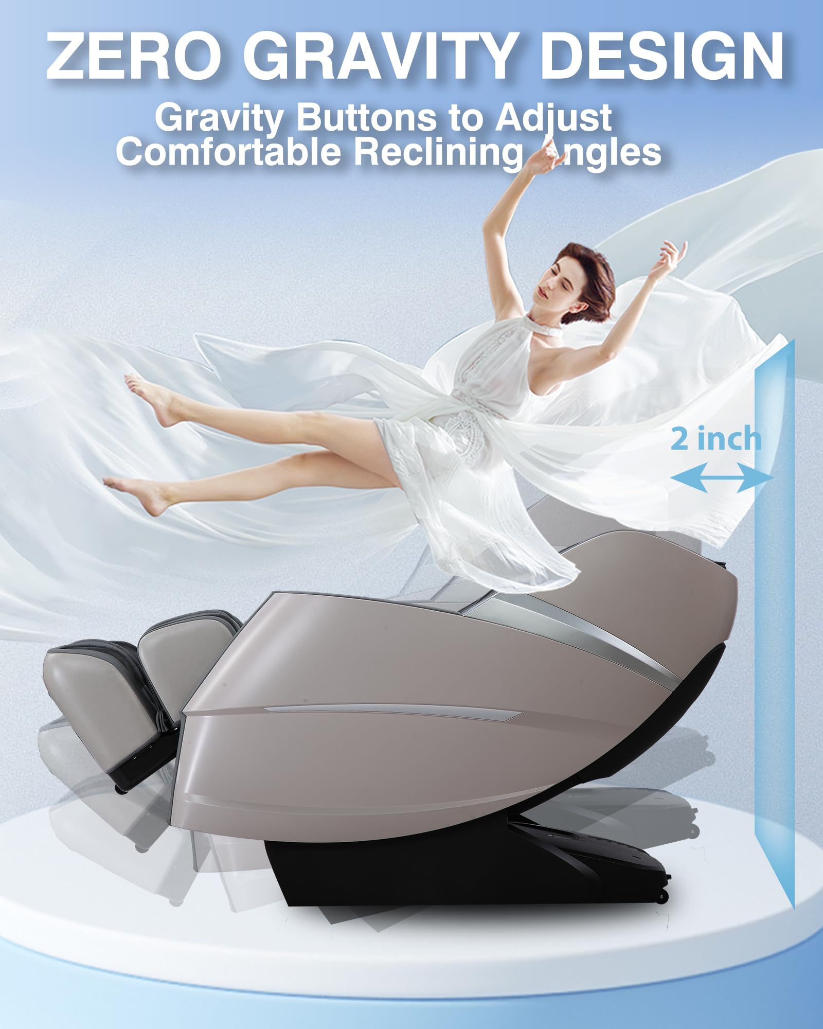 Amazon.com: MeitFith 按摩椅全身4D 零重力椅SL Track 附熱小腿滾輪AI 語音控制身體掃描藍牙按摩辦公椅灰色:  美容與個人護理